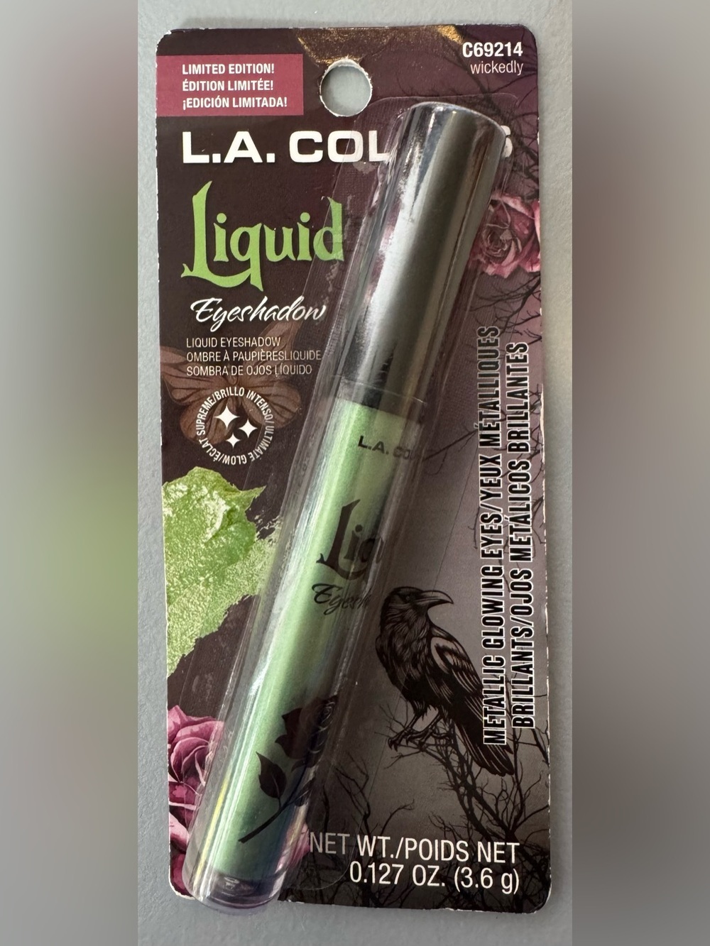 L.A. Colors Liquid Eyeshadow in wickedly limited edition metallic glowing eyes